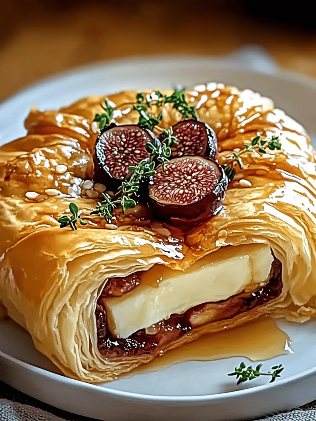 Baked Brie in Puff Pastry with Honey and Fig