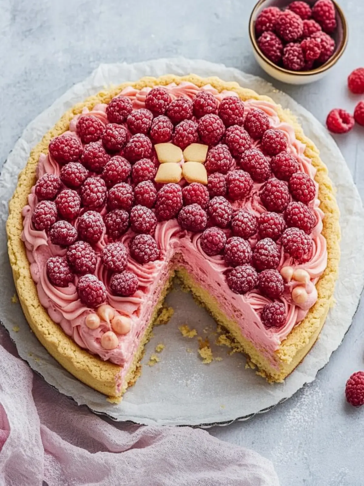 Sugar Cookie Cake with Raspberry Buttercream
