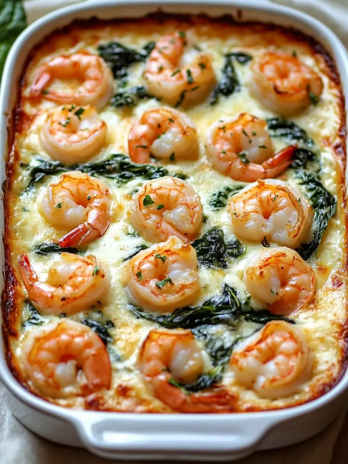 Oven-Baked Shrimp and Spinach Gratin