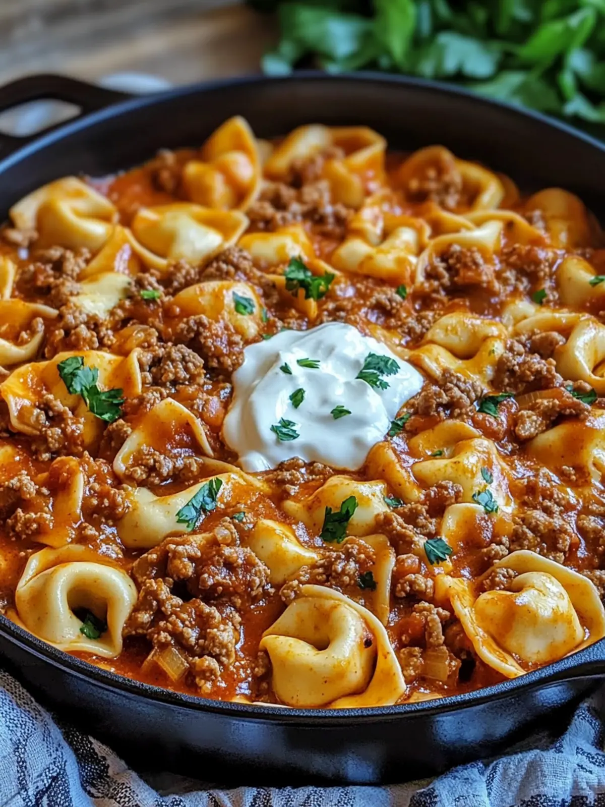Irresistible Cheesy Beef Enchilada Tortellini