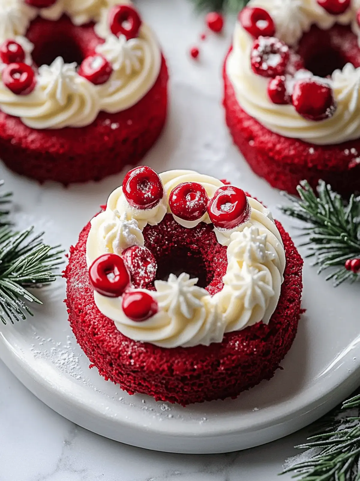 Mini Red Velvet Wreath Cakes