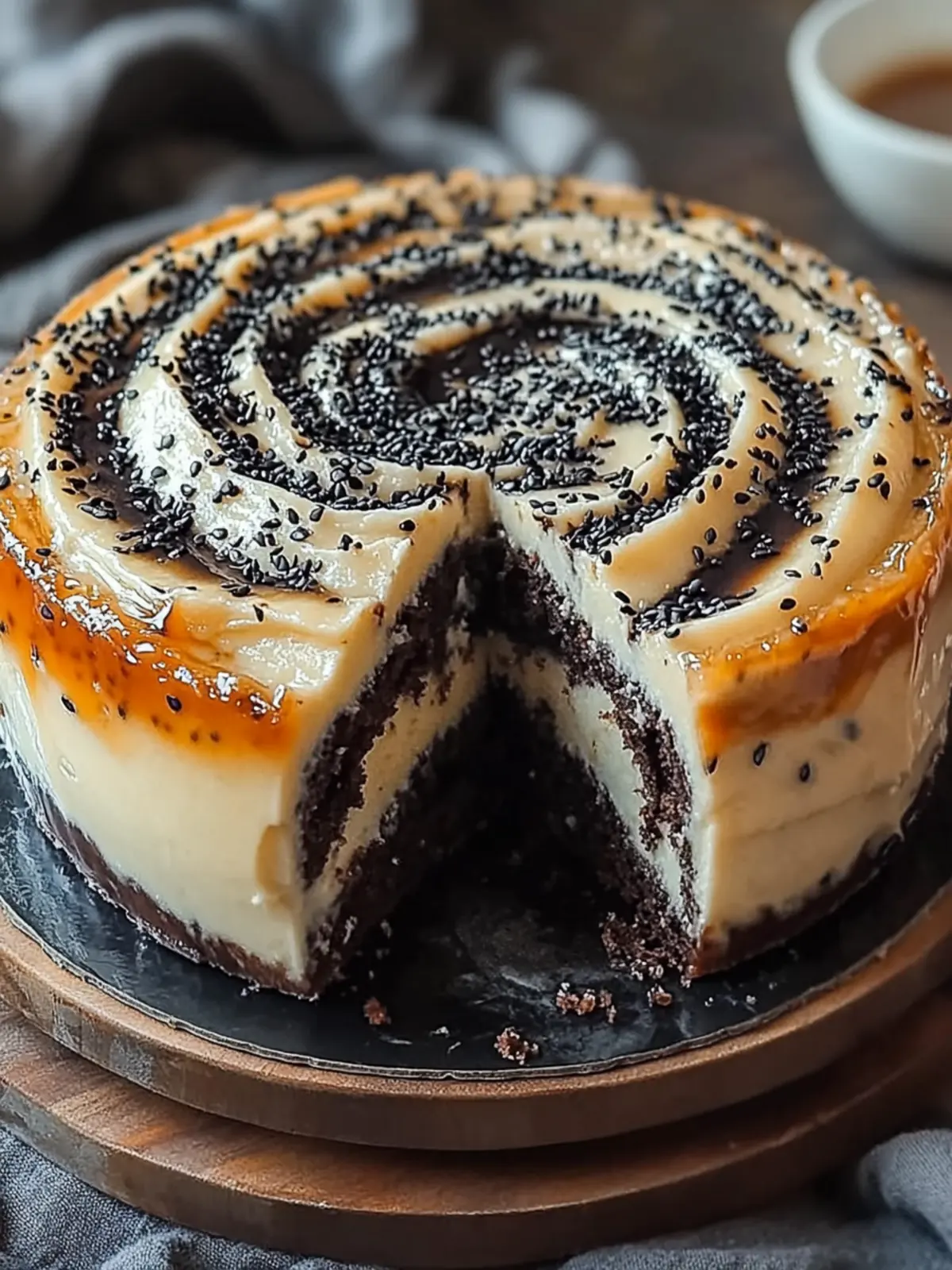 Black Sesame Vanilla Swirl Cake