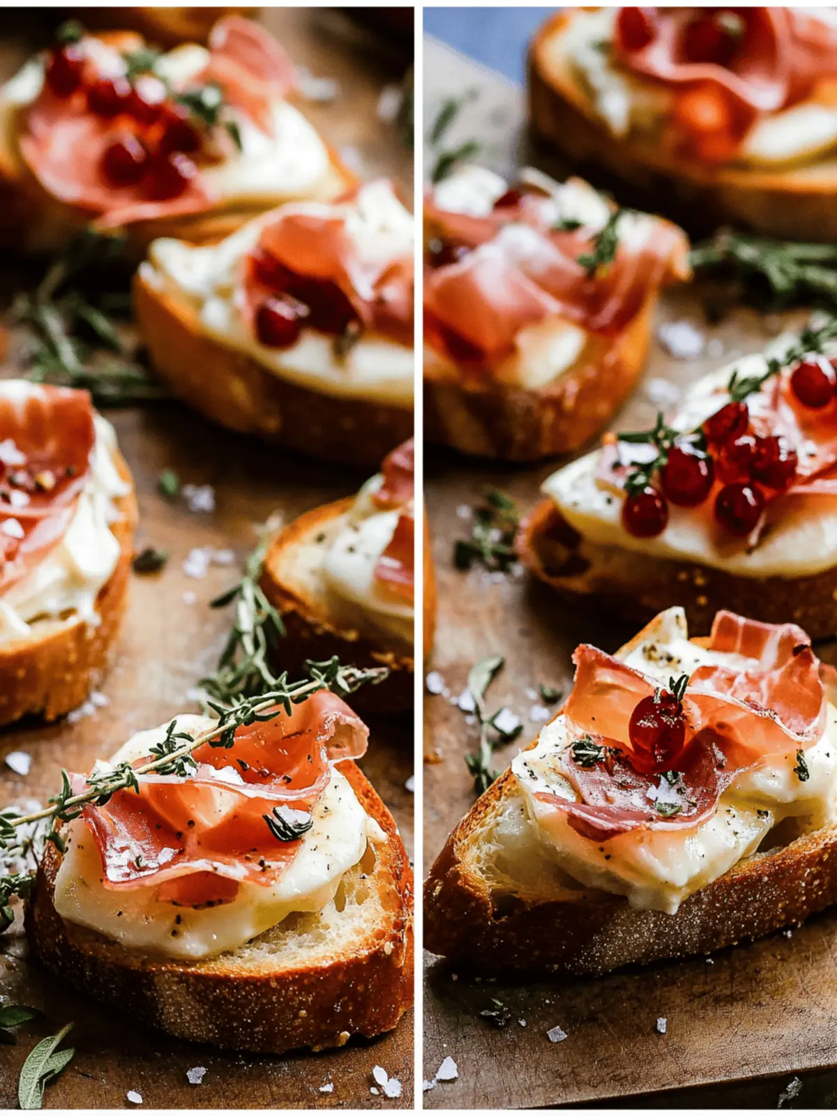 Baked Brie Crostini with Crispy Prosciutto