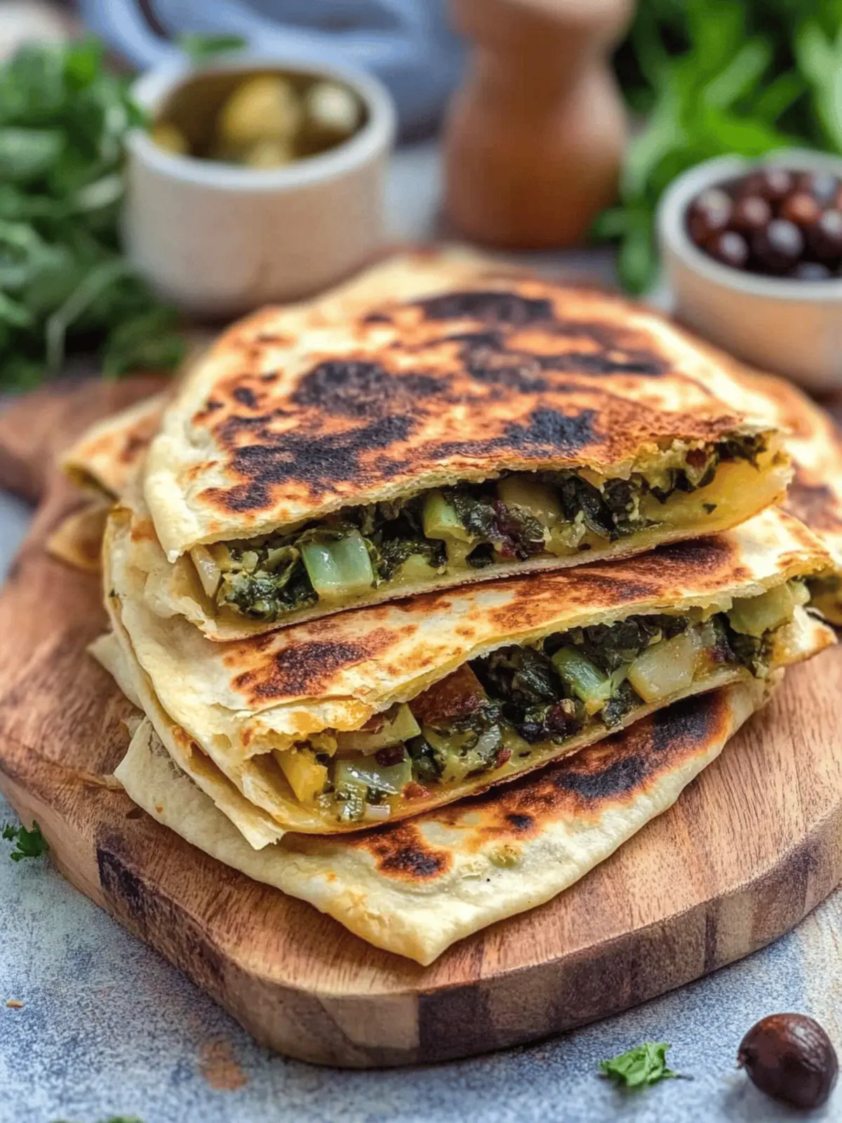 Leek & Spinach Stuffed Flatbreads