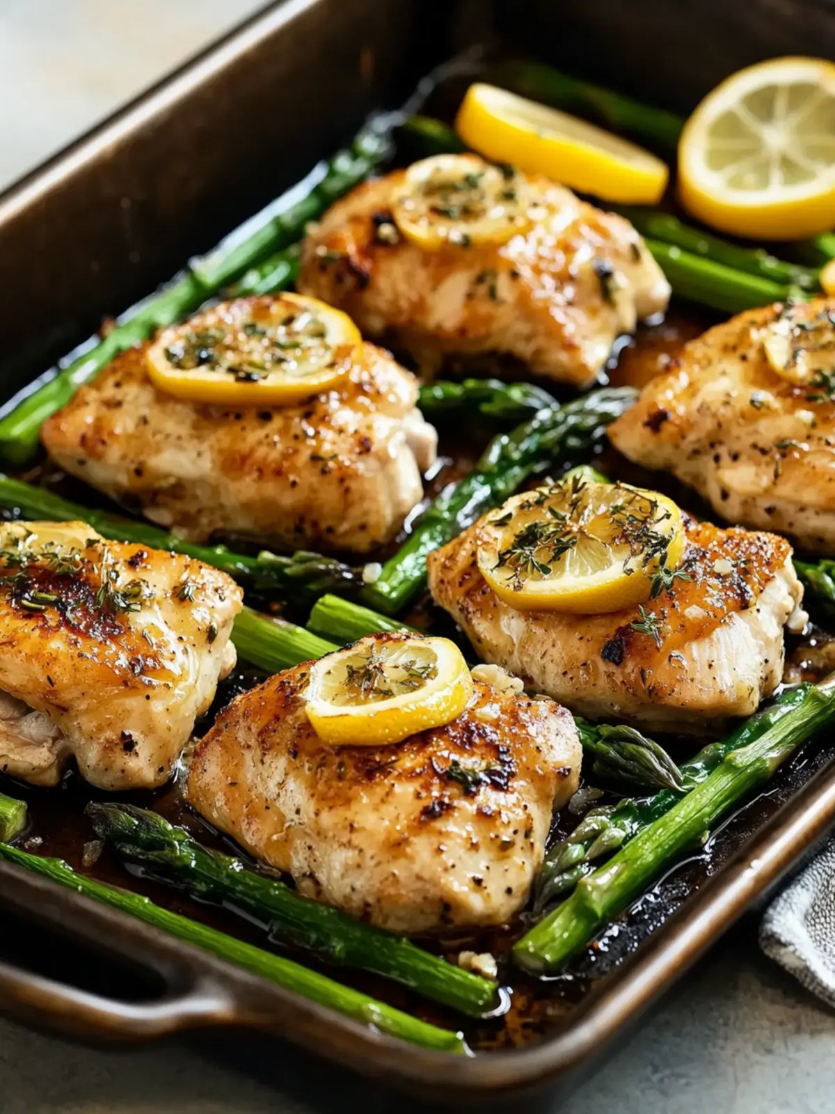 Low Calorie Sheet Pan Lemon Chicken and Asparagus