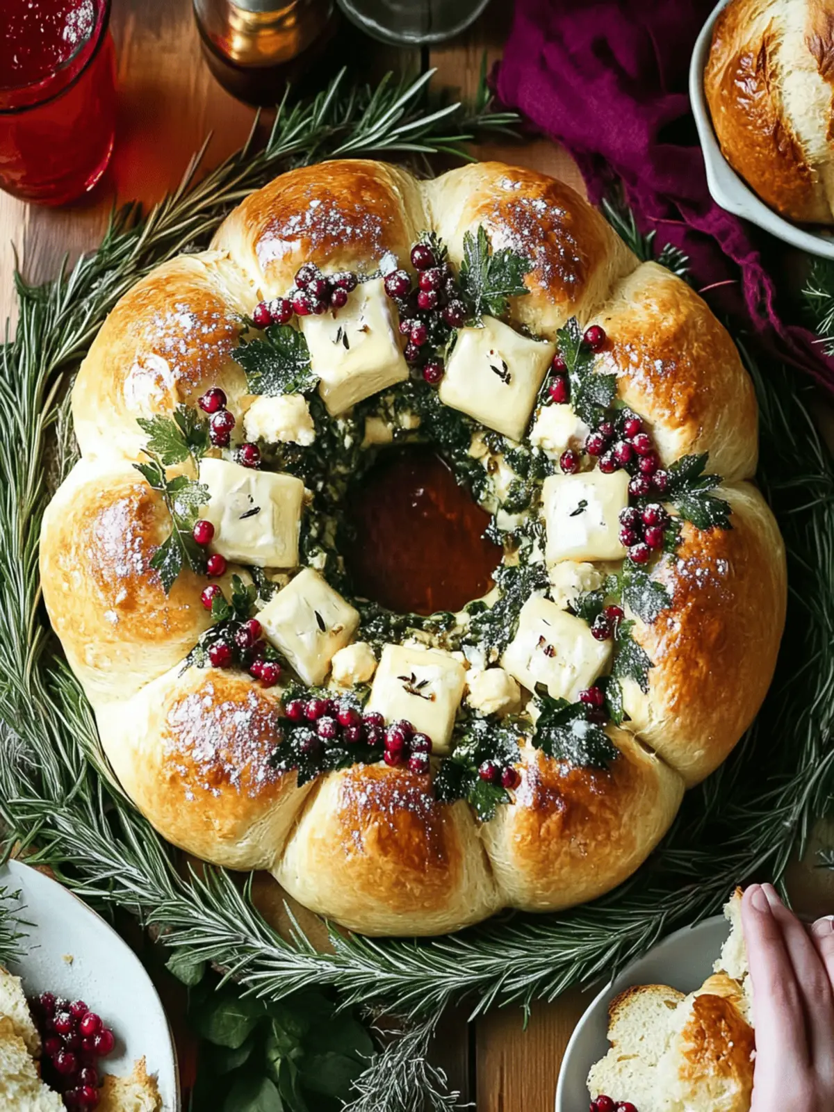 Baked Brie and Bread Wreath