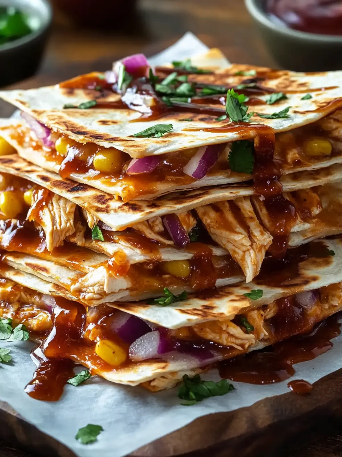 Hot Honey BBQ Chicken Quesadillas