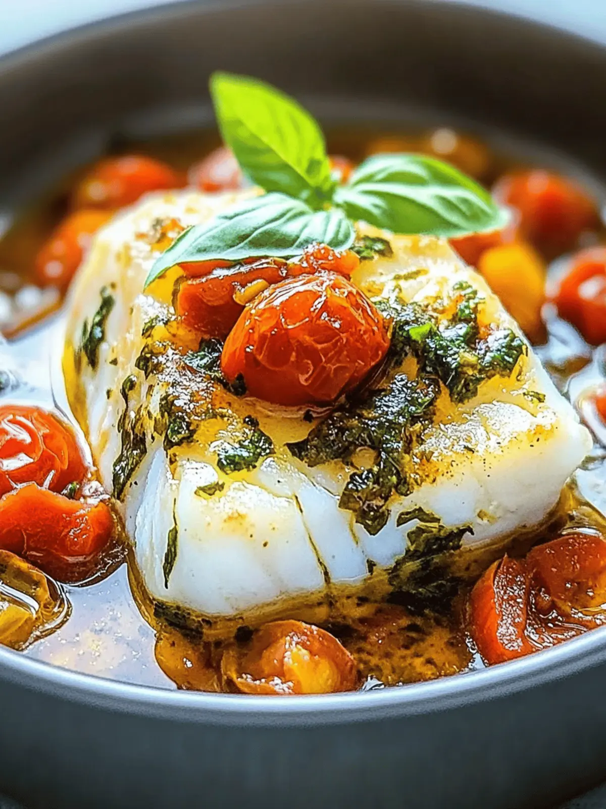 Succulent Cod in White Wine Tomato Basil Sauce