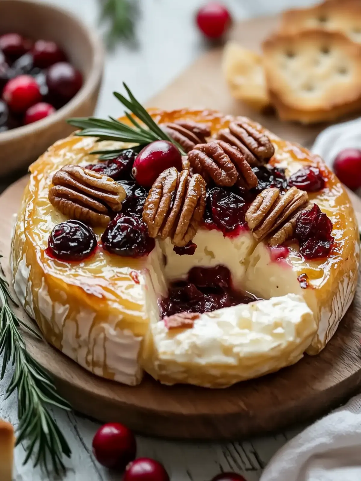 baked brie with cranberries and pecans