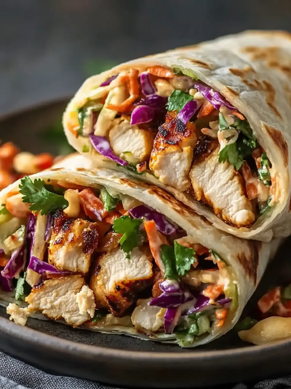 Thai Chicken Wrap with Crunchy Asian Slaw