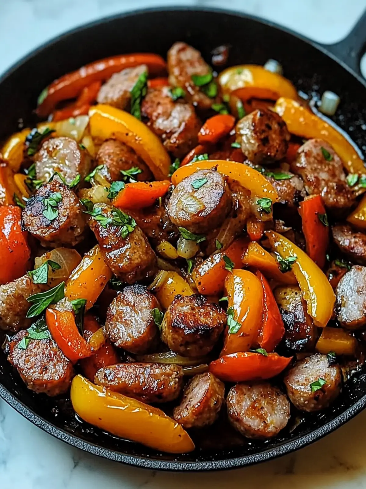Sizzling Sausage & Peppers Skillet