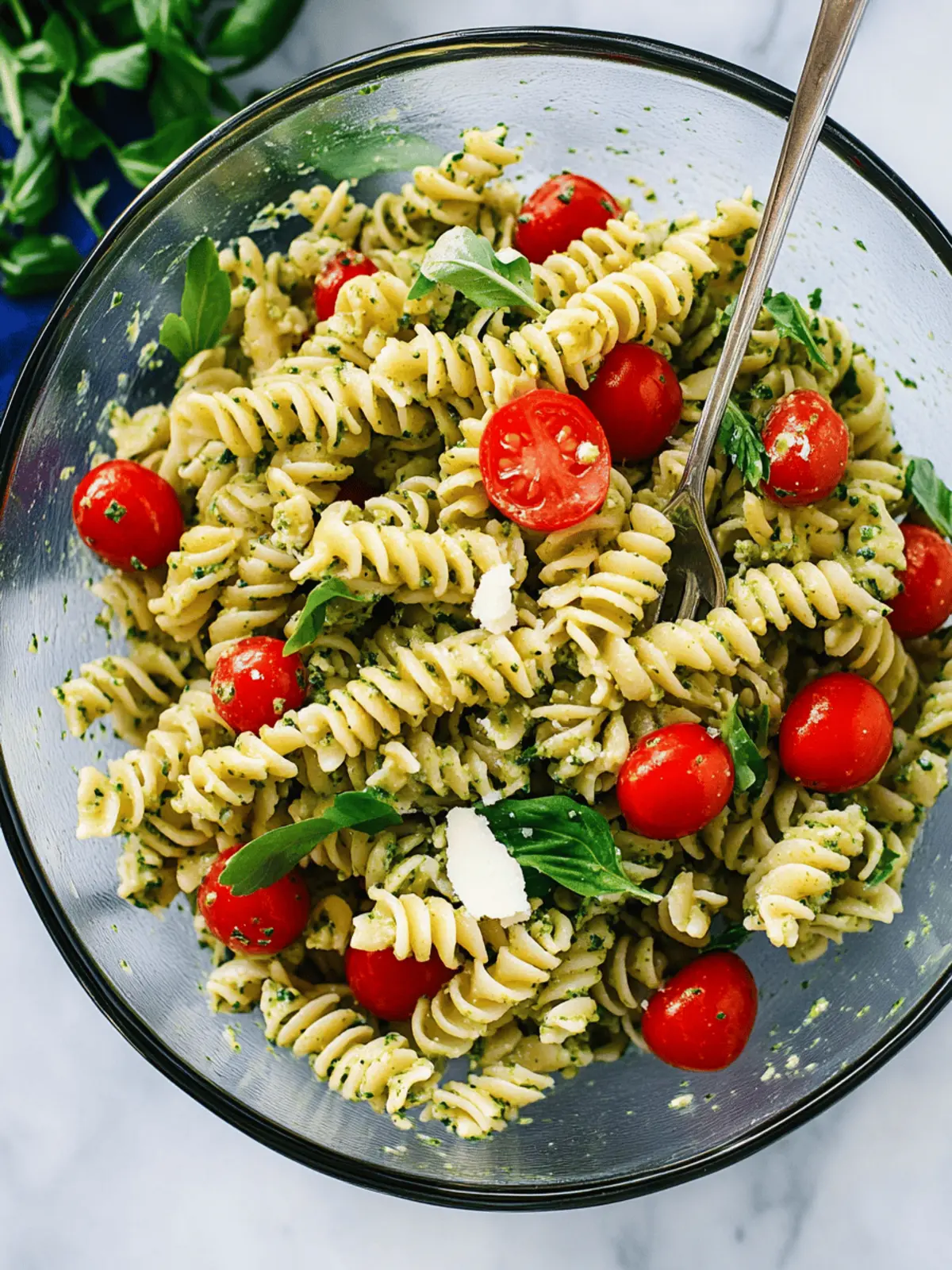Pesto Pasta Salad with Cherry Tomatoes