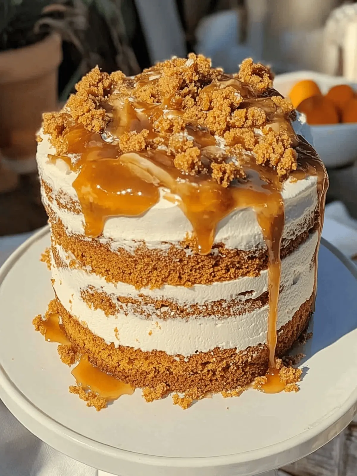 Brown Butter Salted Caramel Pumpkin Crunch Cake