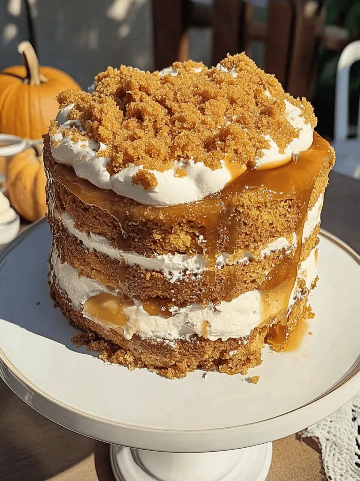 Brown Butter Salted Caramel Pumpkin Crunch Cake