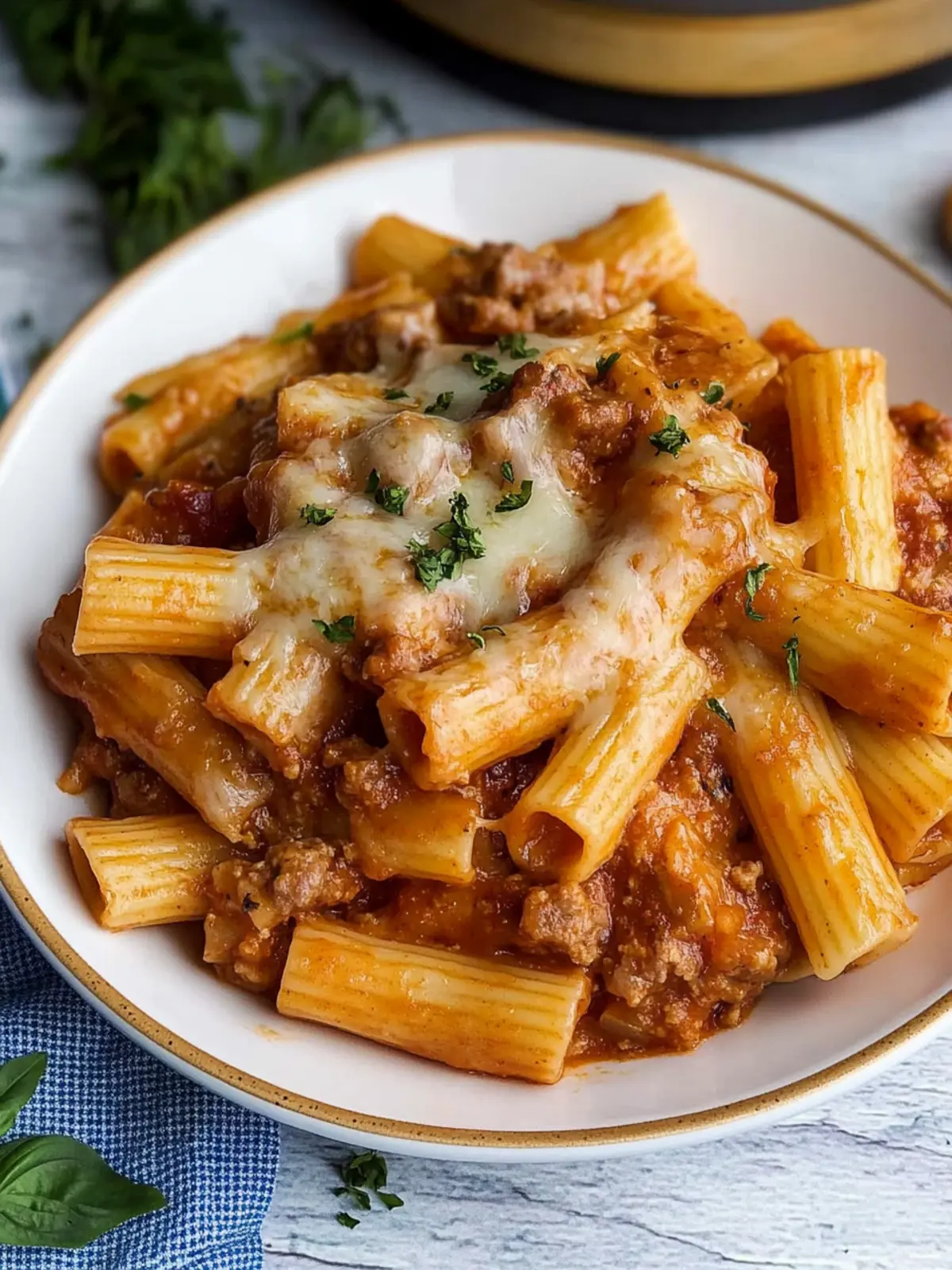 Easy Instant Pot Baked Ziti with Meat