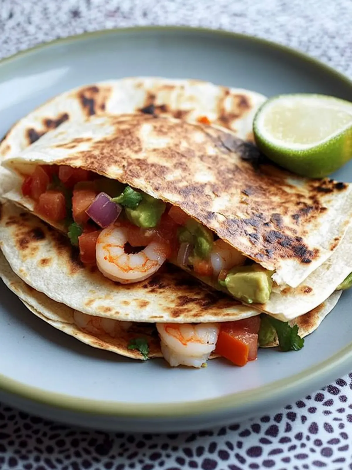 Shrimp Quesadillas with Tomato Avocado Salsa
