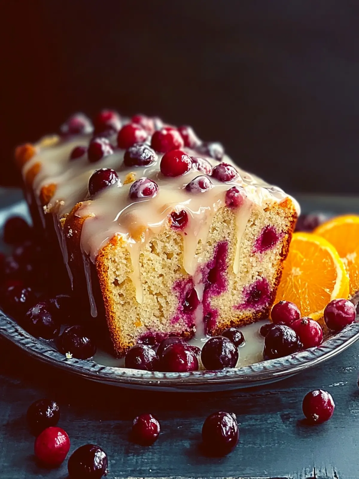 Cranberry Orange Bread with Glaze