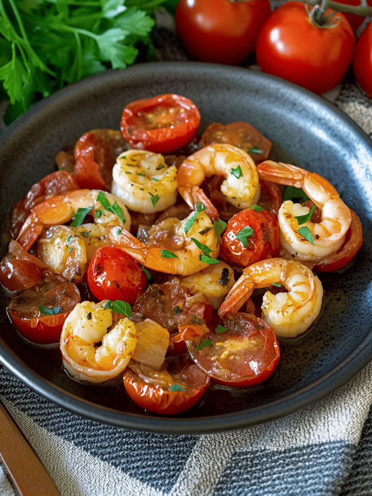 Seared Cherry Tomato and Shrimp Tapas