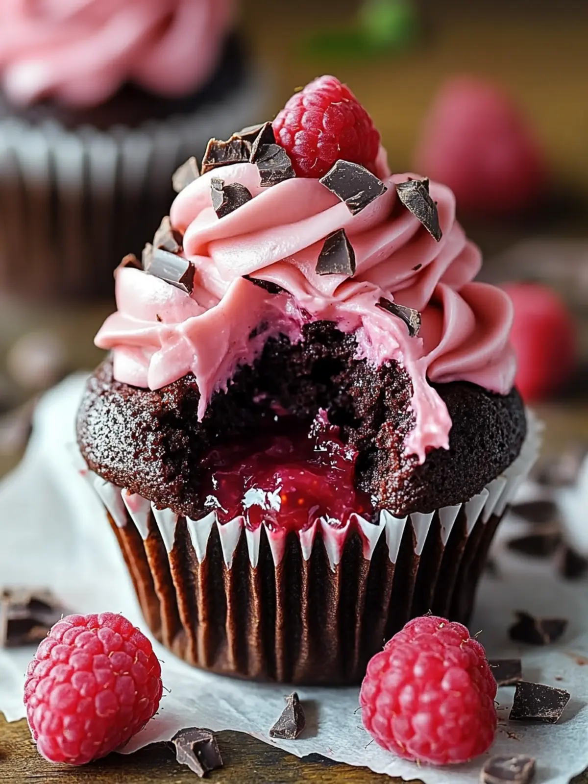 Raspberry Chocolate Lava Cupcakes