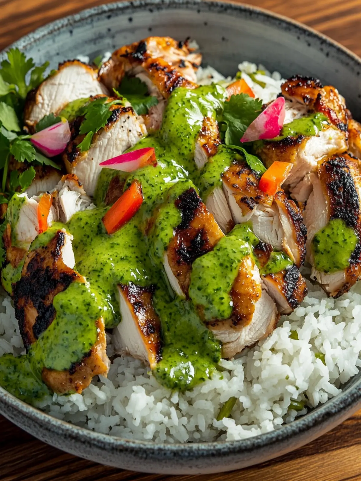 Peruvian Chicken and Rice with Green Sauce