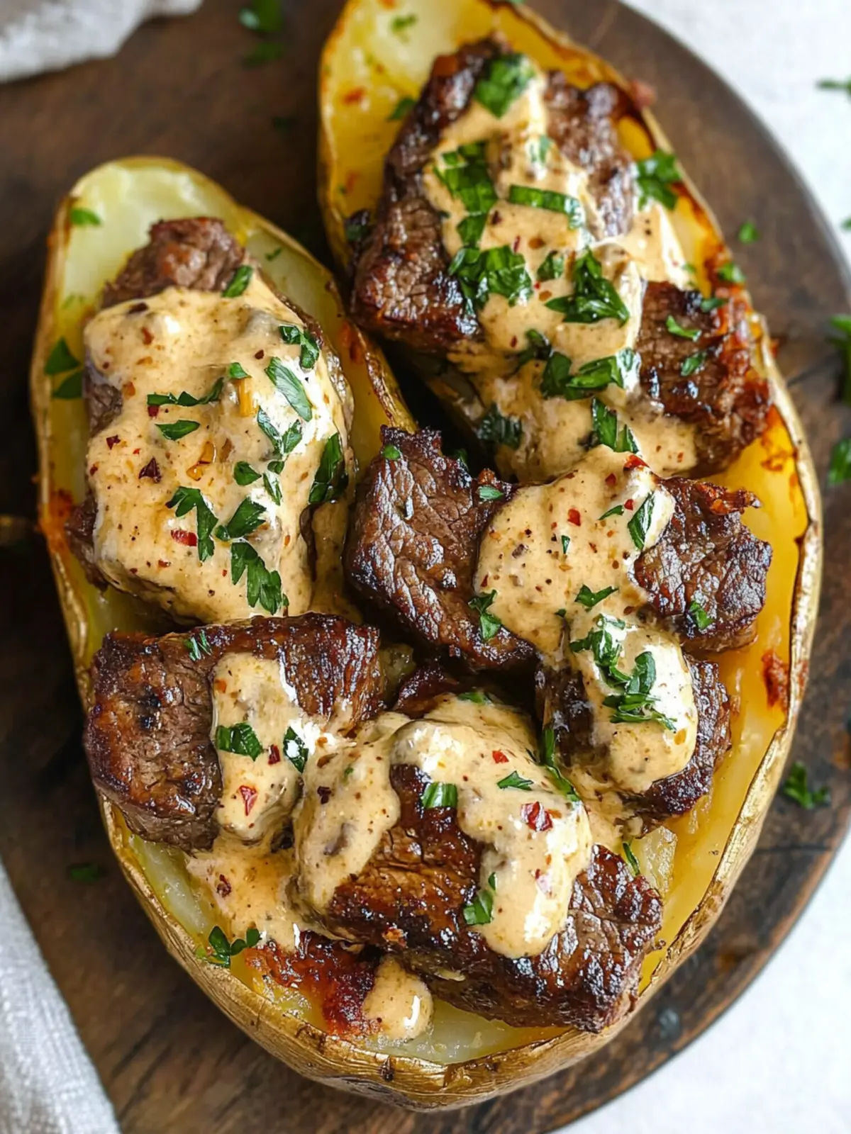 Loaded Baked Potato with Steak Bites