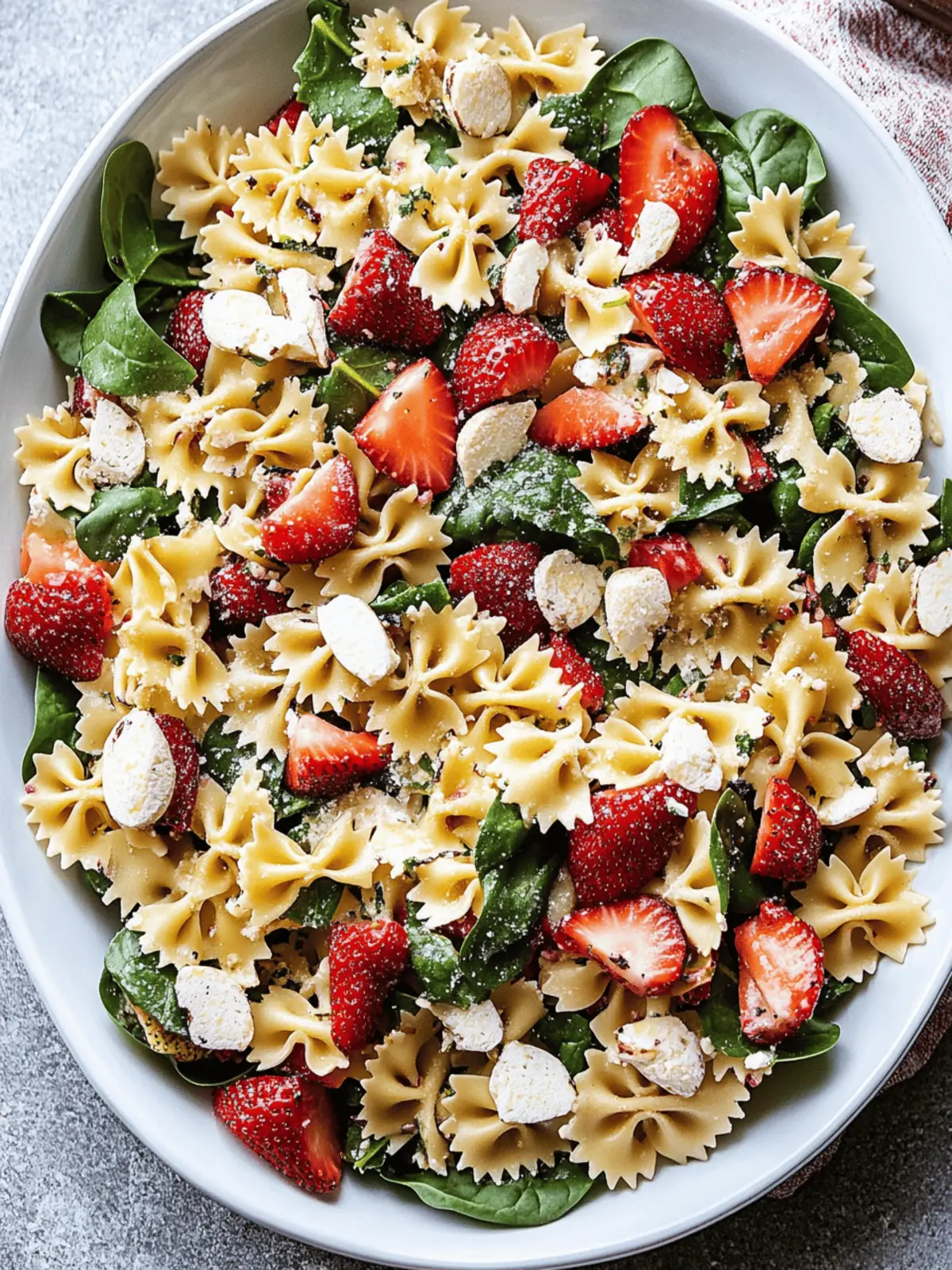 Spinach & Strawberry Bowtie Pasta Salad