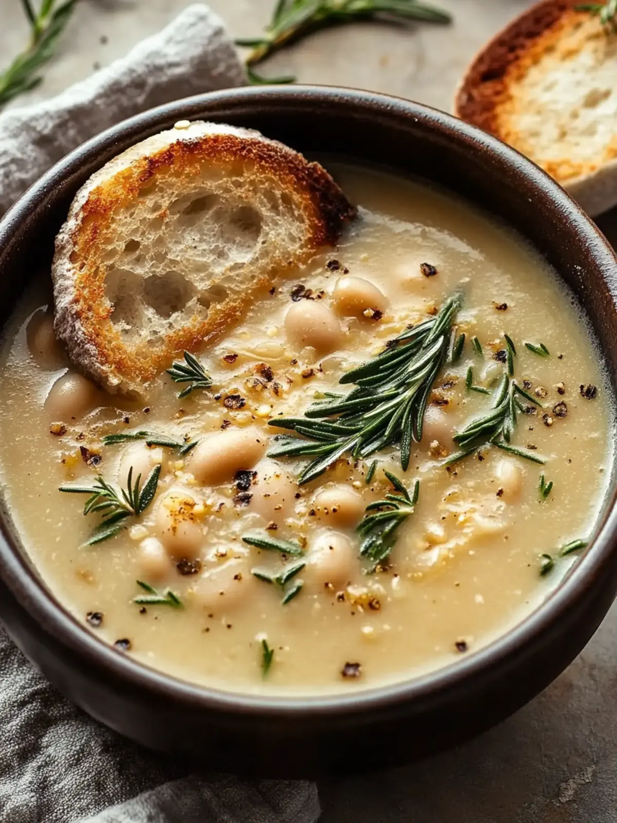 Cozy Rosemary & Garlic White Bean Soup
