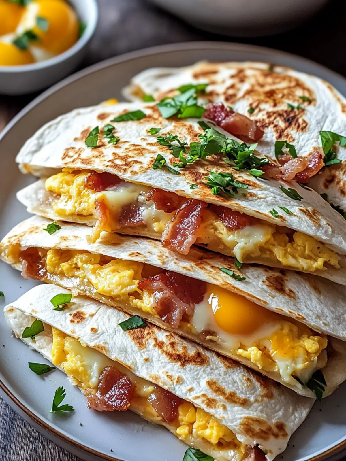 Bacon Egg Cheese Breakfast Quesadillas