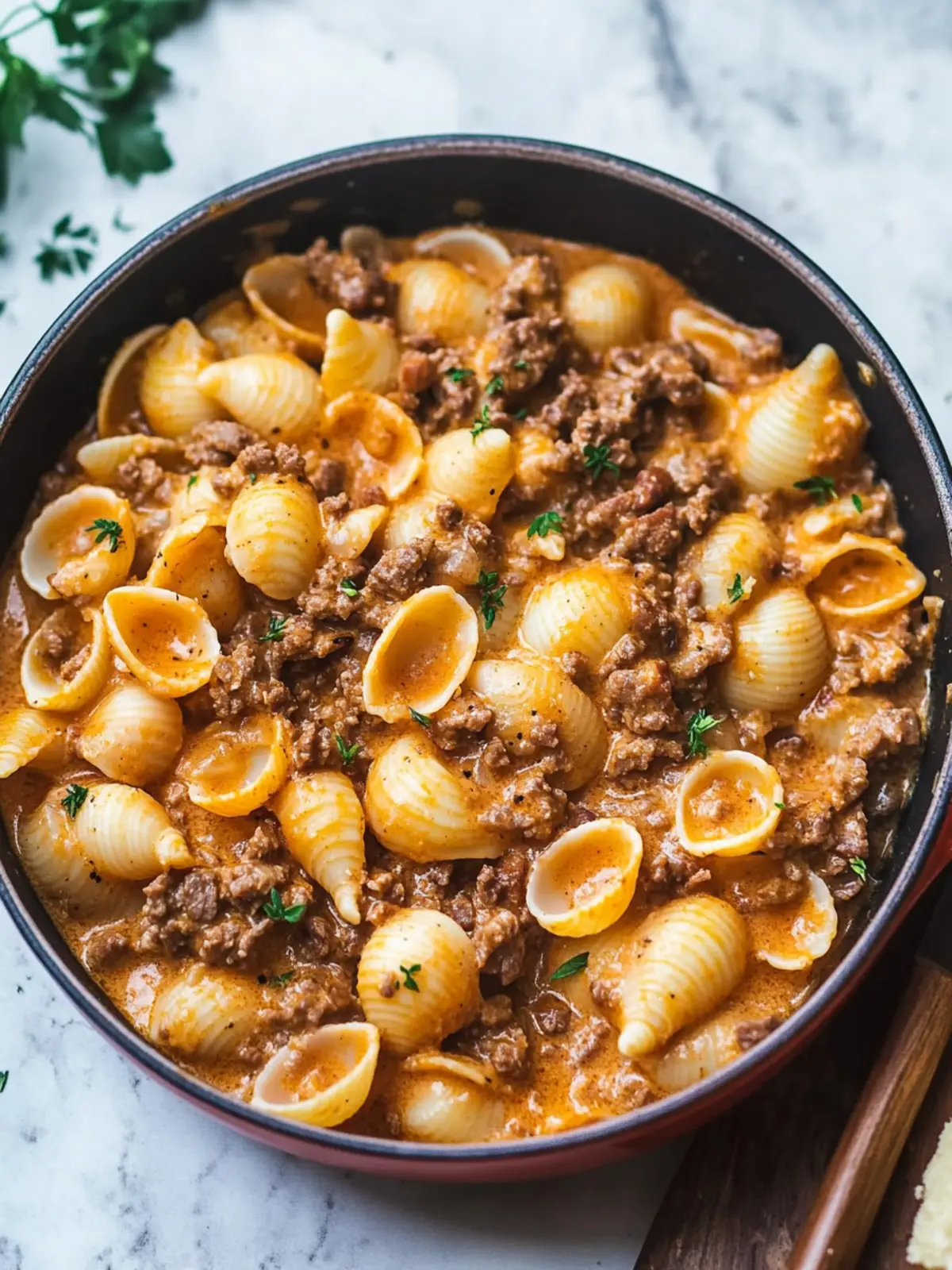 Creamy Beef and Shells