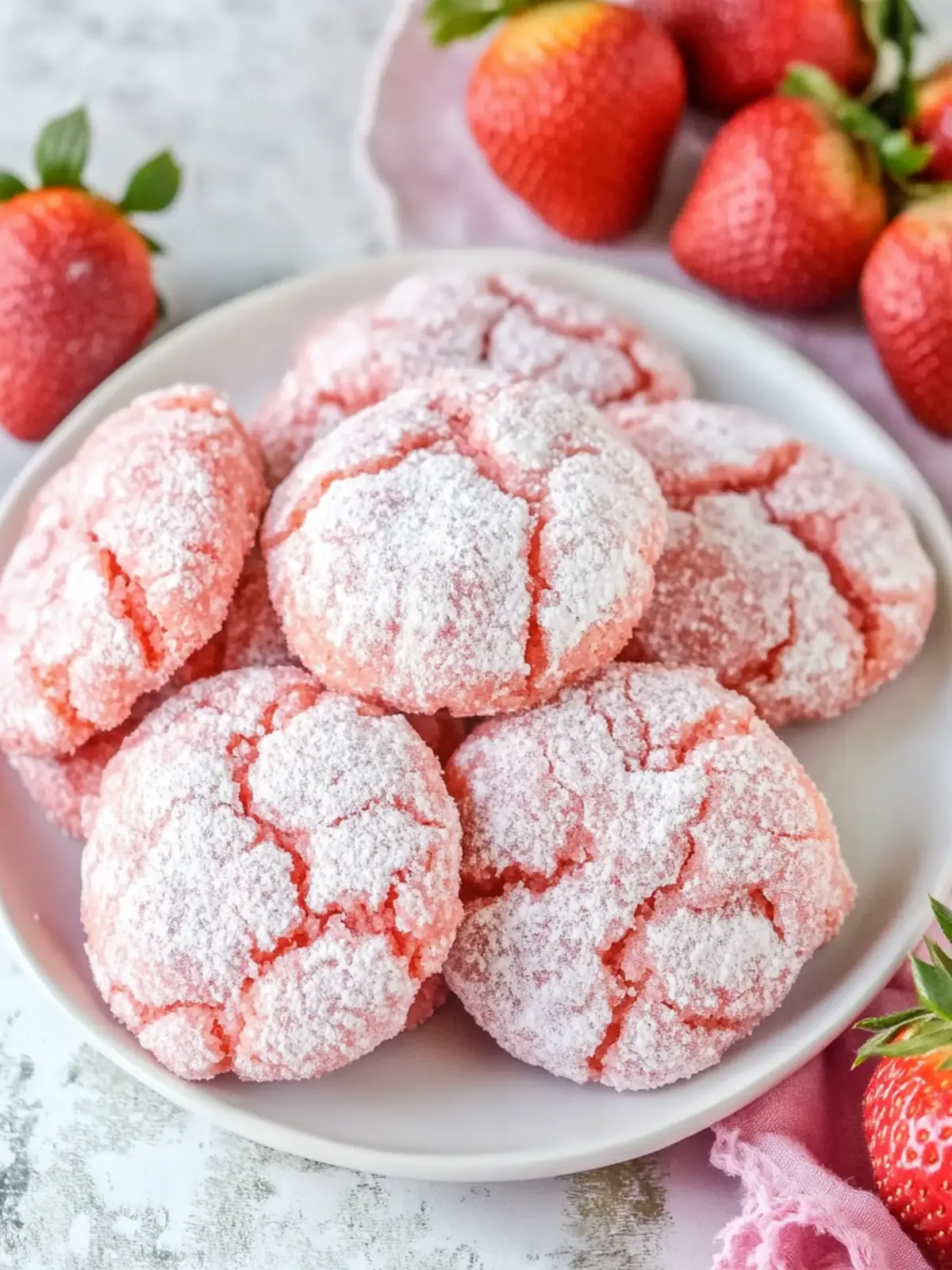 Easy 5-Ingredient Strawberry Crinkle Cookies (Soft, Chewy Cake Mix Hack)