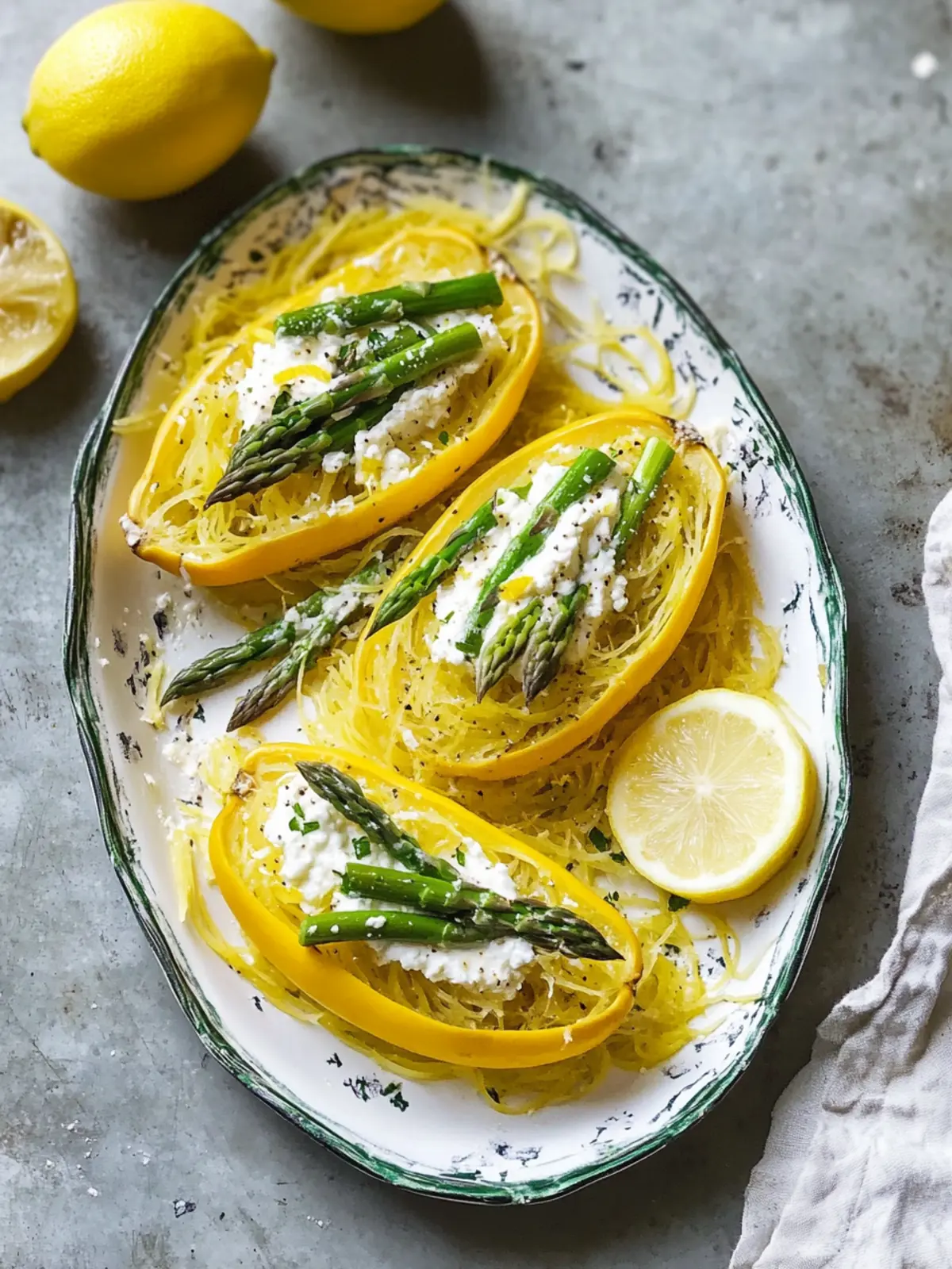Spaghetti Squash with Asparagus, Ricotta, and Lemon