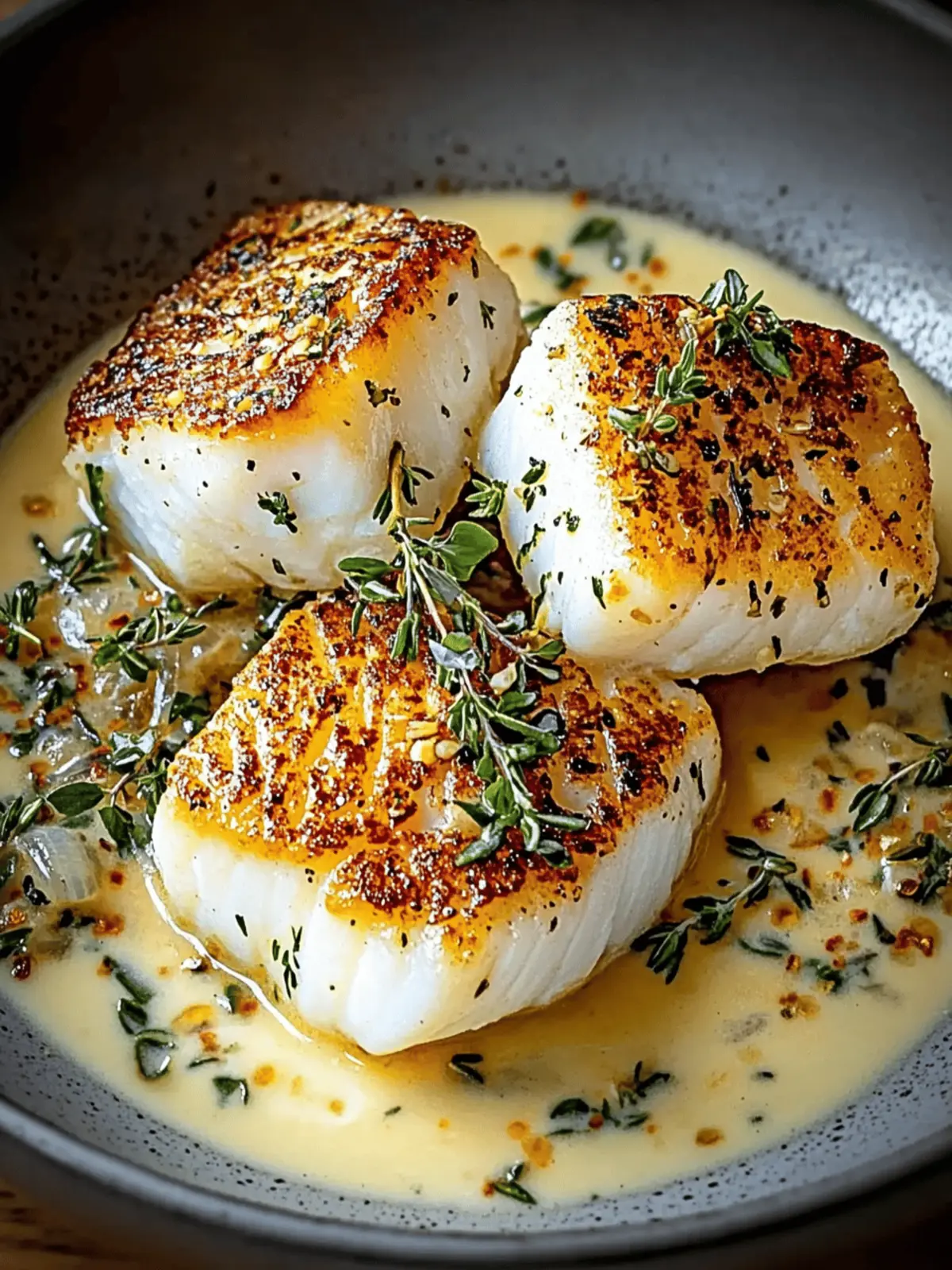Pan-Seared Cod with Garlic Cream Sauce