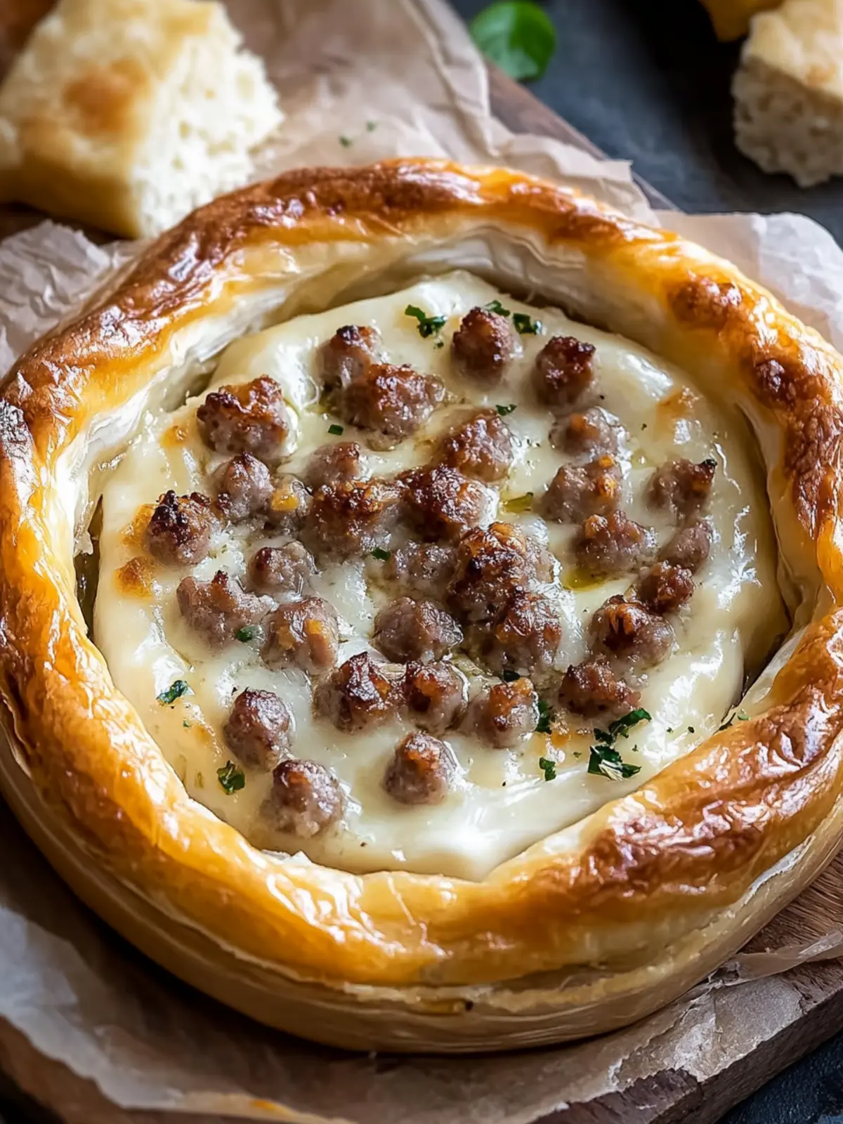 Sausage Baked Brie Appetizer