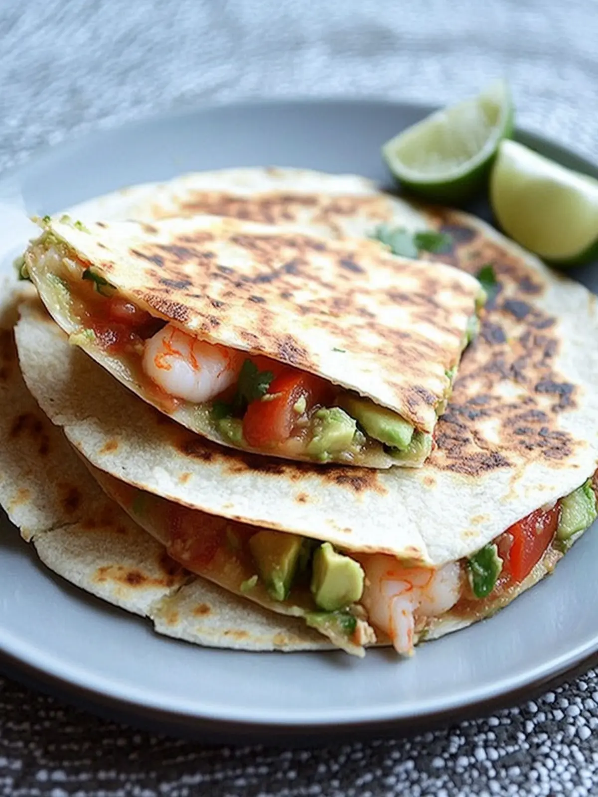 Shrimp Quesadillas with Tomato Avocado Salsa