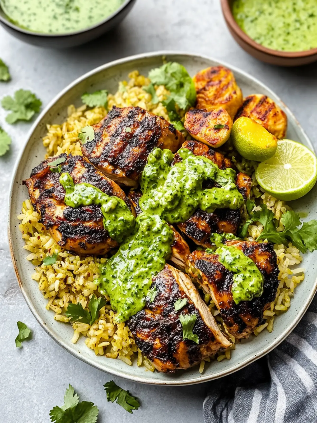 Peruvian Chicken & Rice with Green Sauce