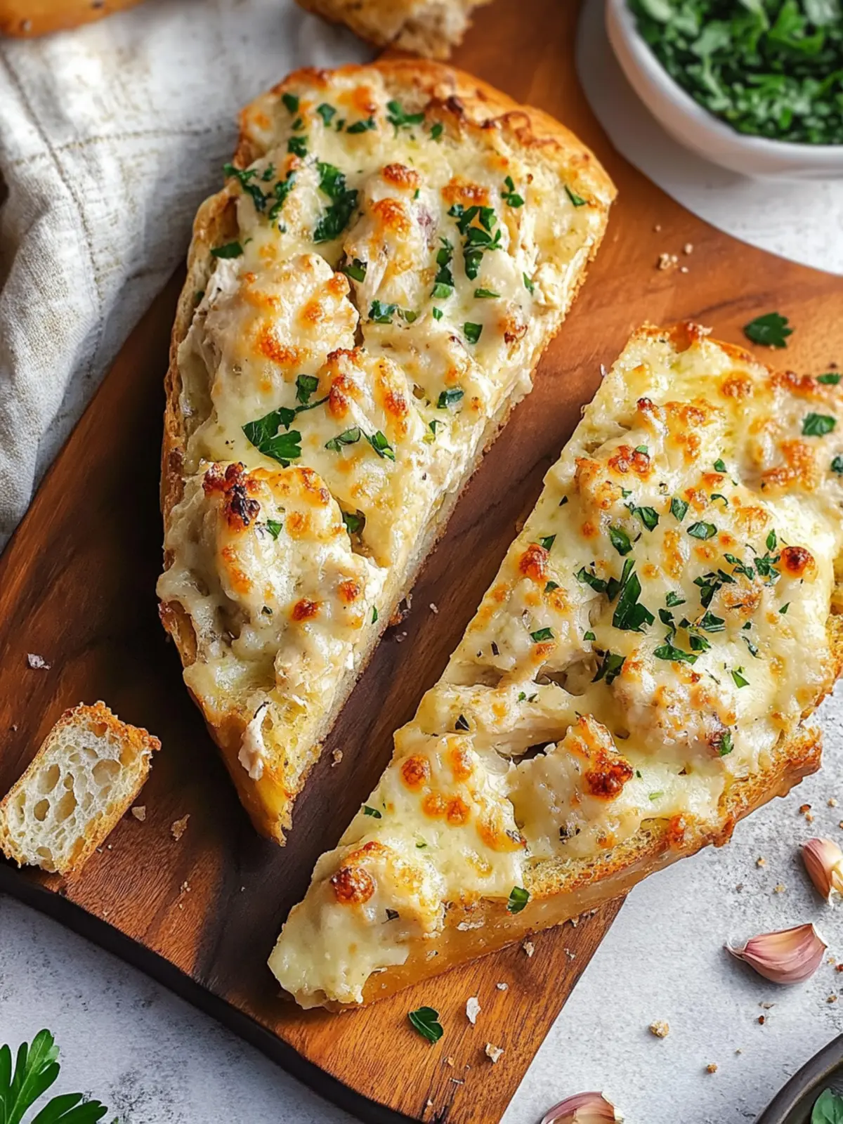 Viral Chicken Alfredo Garlic Bread