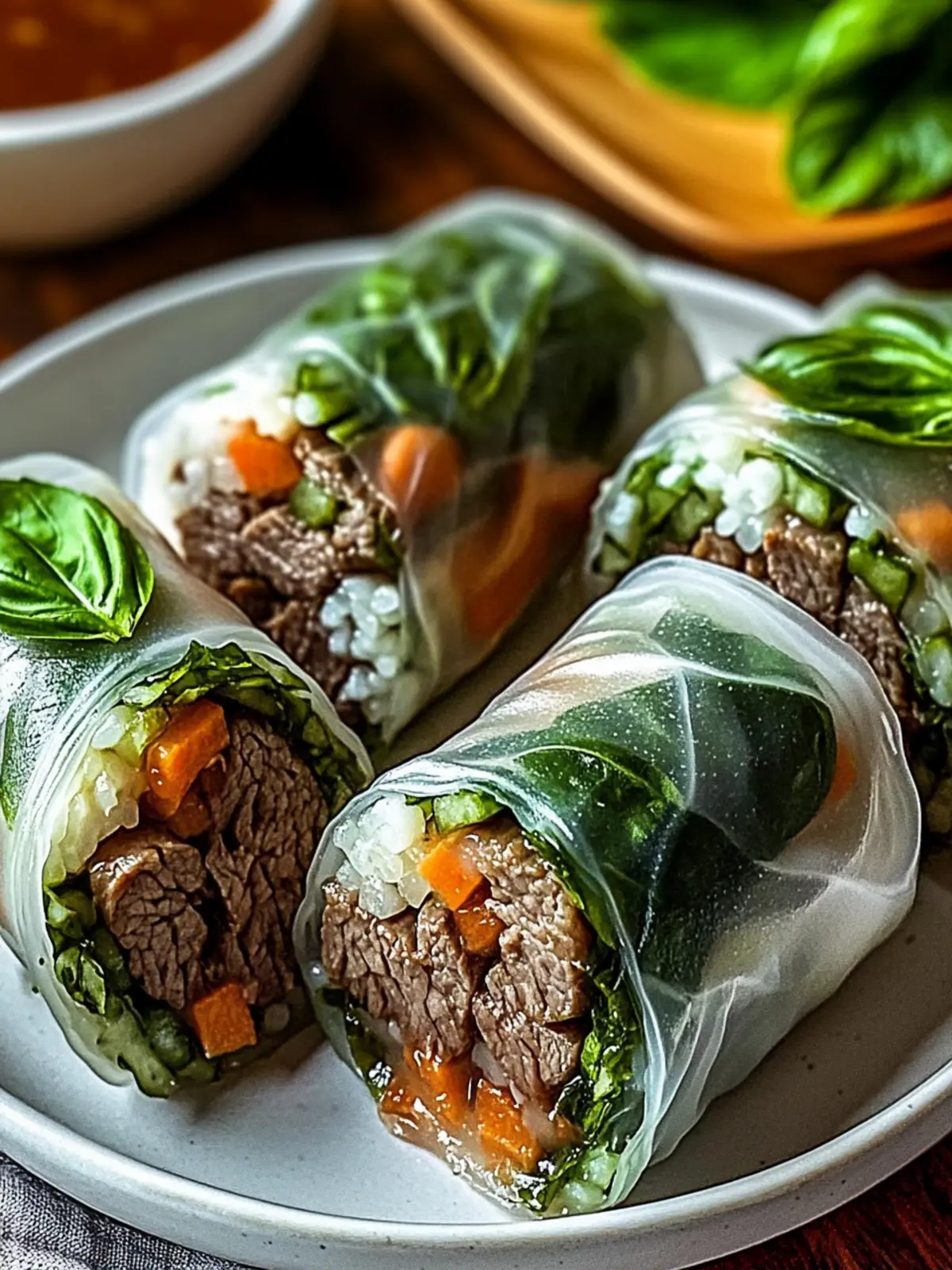 Thai Basil Beef Rolls Wraps