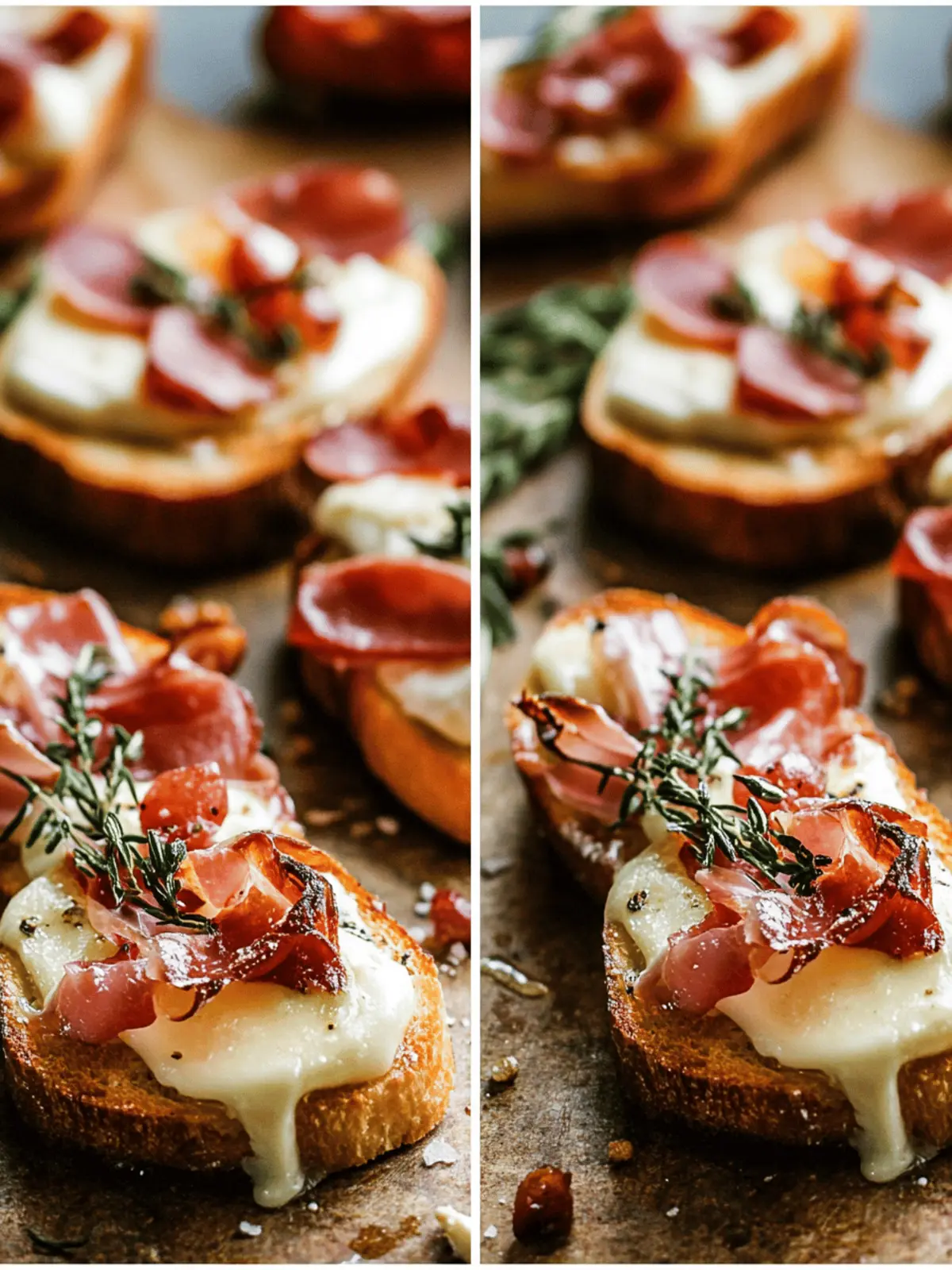 Baked Brie Crostini with Crispy Prosciutto
