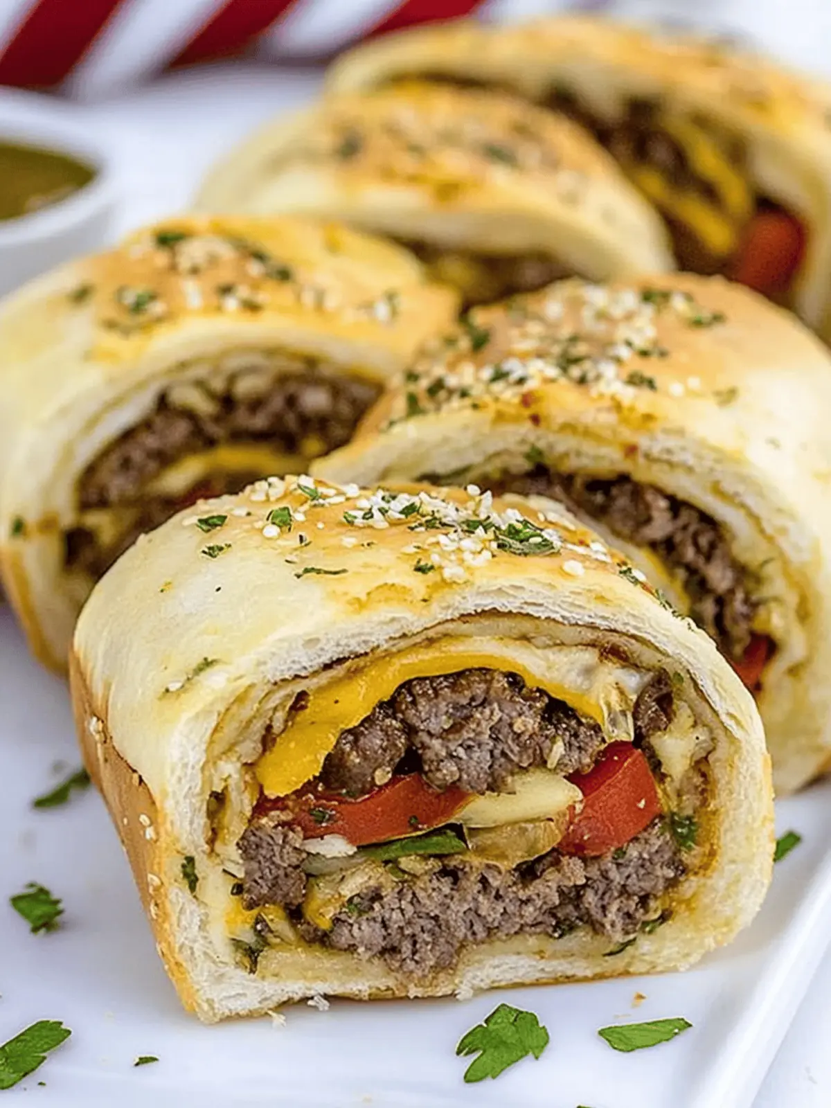 Garlic Butter Beef Cheeseburger Rollups