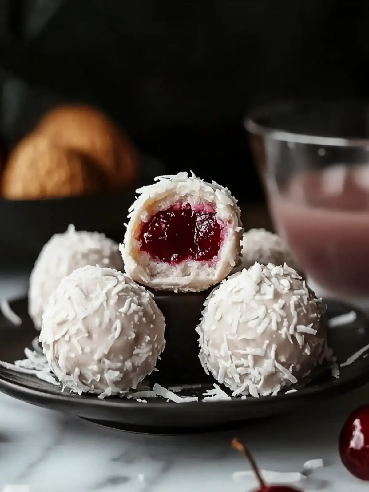 Chocolate Maraschino Cherry Coconut Truffles