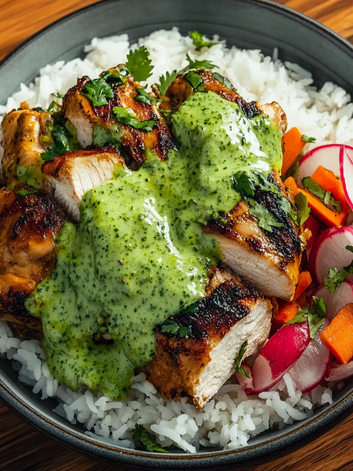 Peruvian Chicken and Rice with Green Sauce