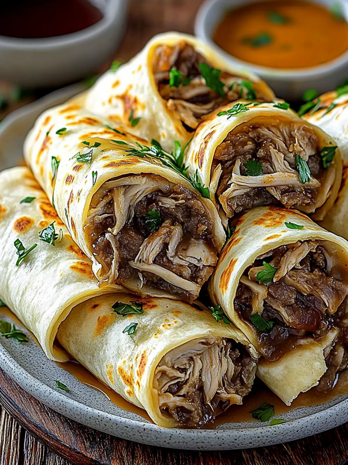 French Dip Tortilla Roll Ups