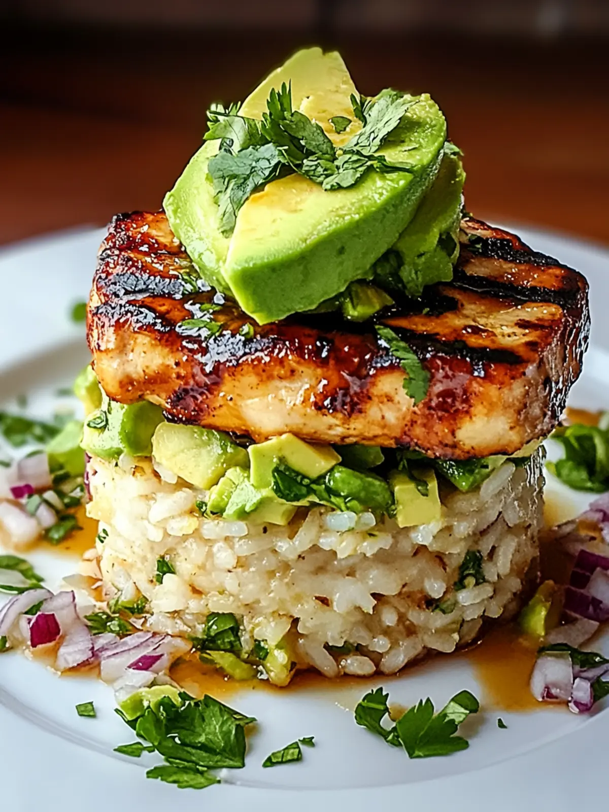 Honey Lime Chicken & Avocado Rice Stack