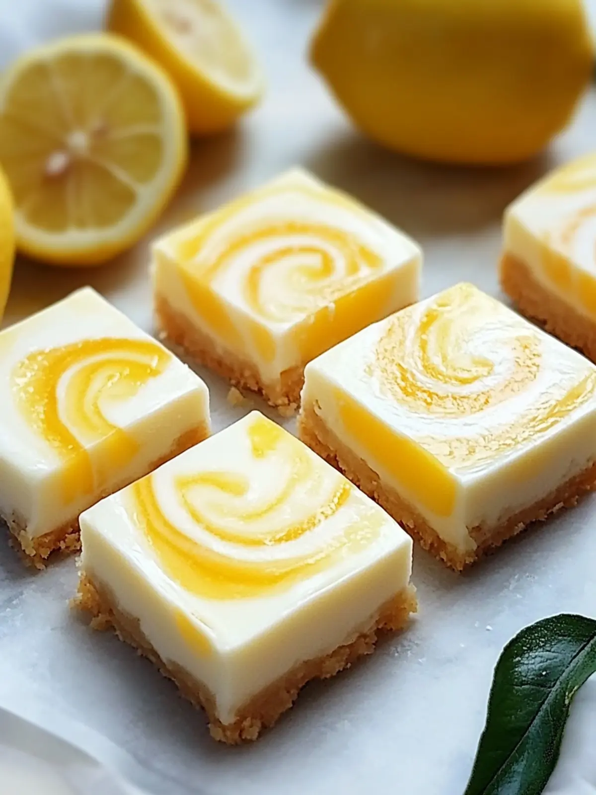 Elegant Lemon Marbled Cheesecake Bars