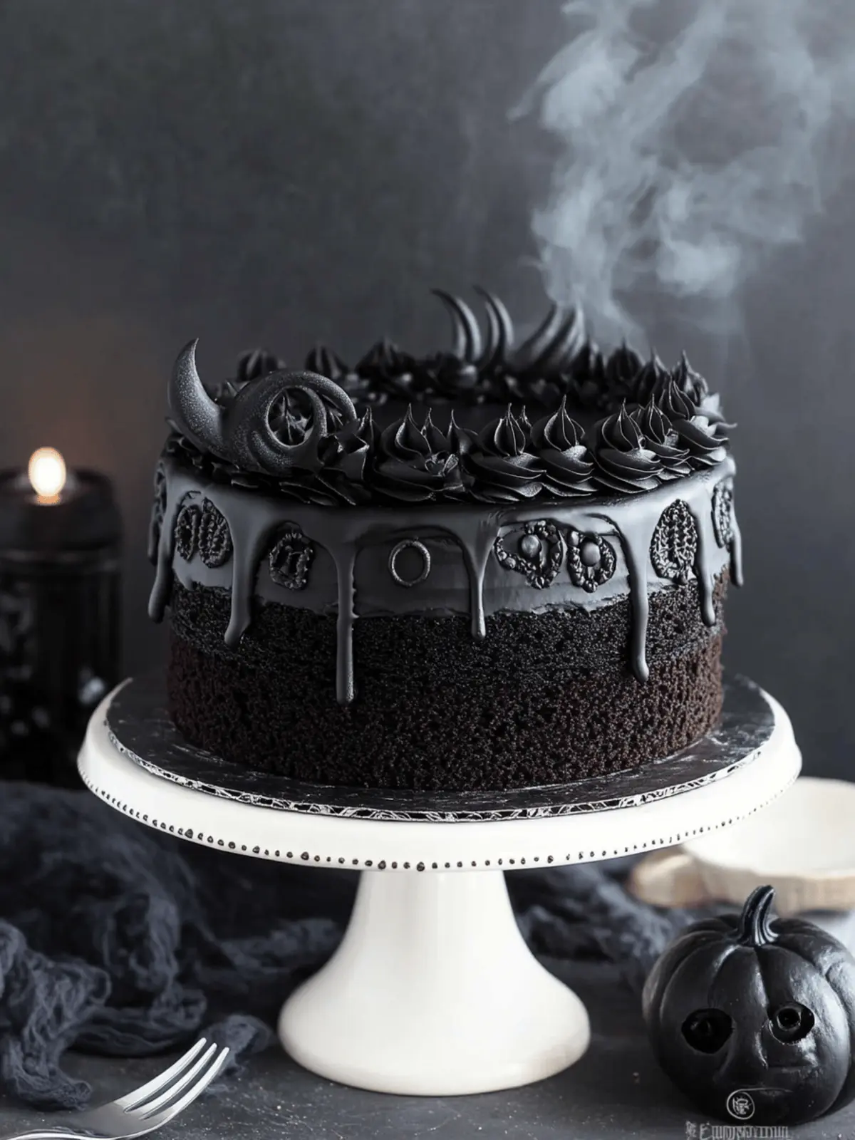 Spooky Black Velvet Halloween Cake