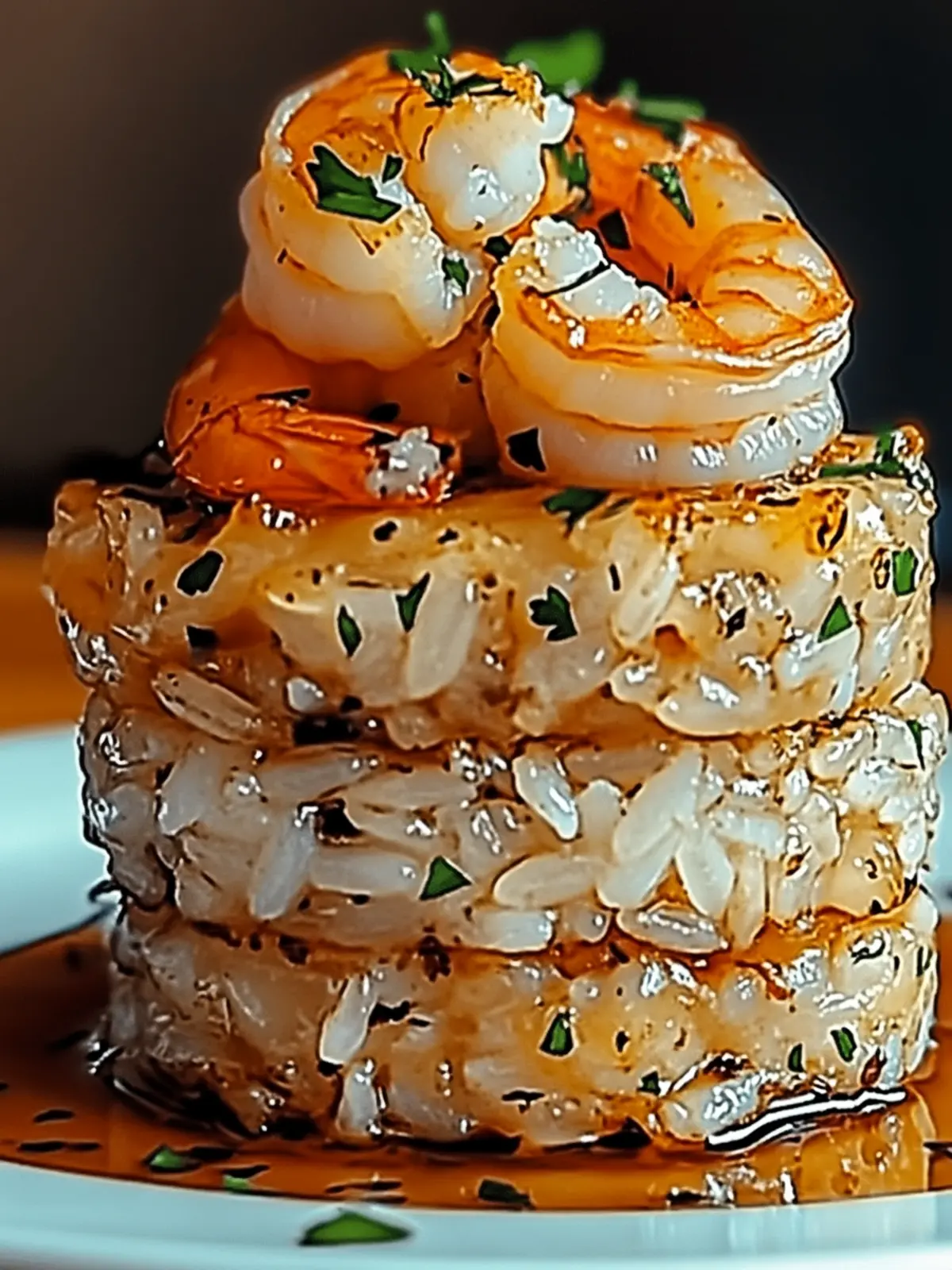 Garlic Butter Shrimp and Rice Stack