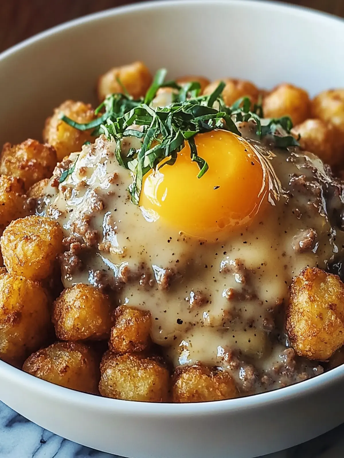 Tater Tot Breakfast Bowl with Sausage Gravy