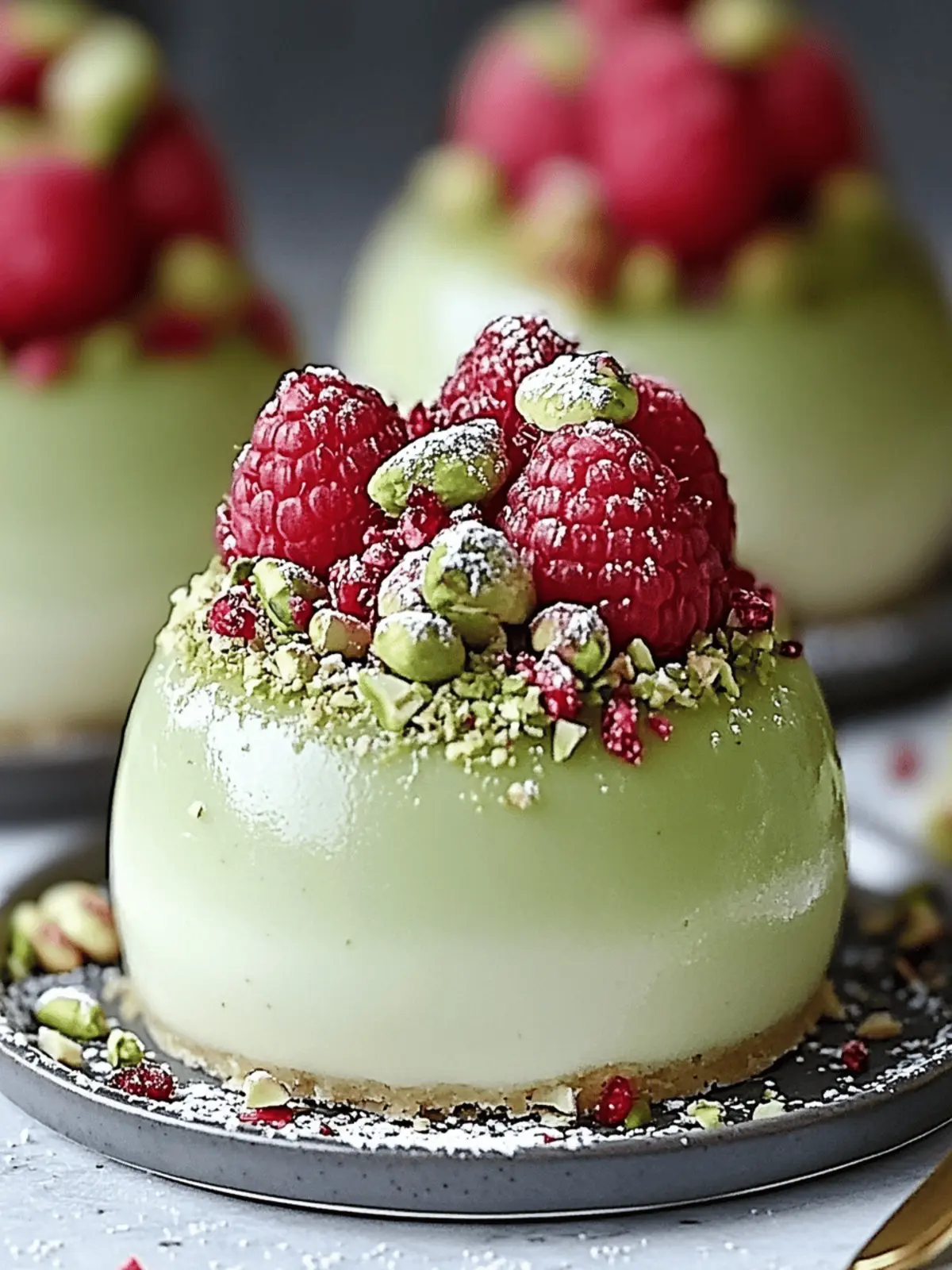 Pistachio & Raspberry Cheesecake Domes