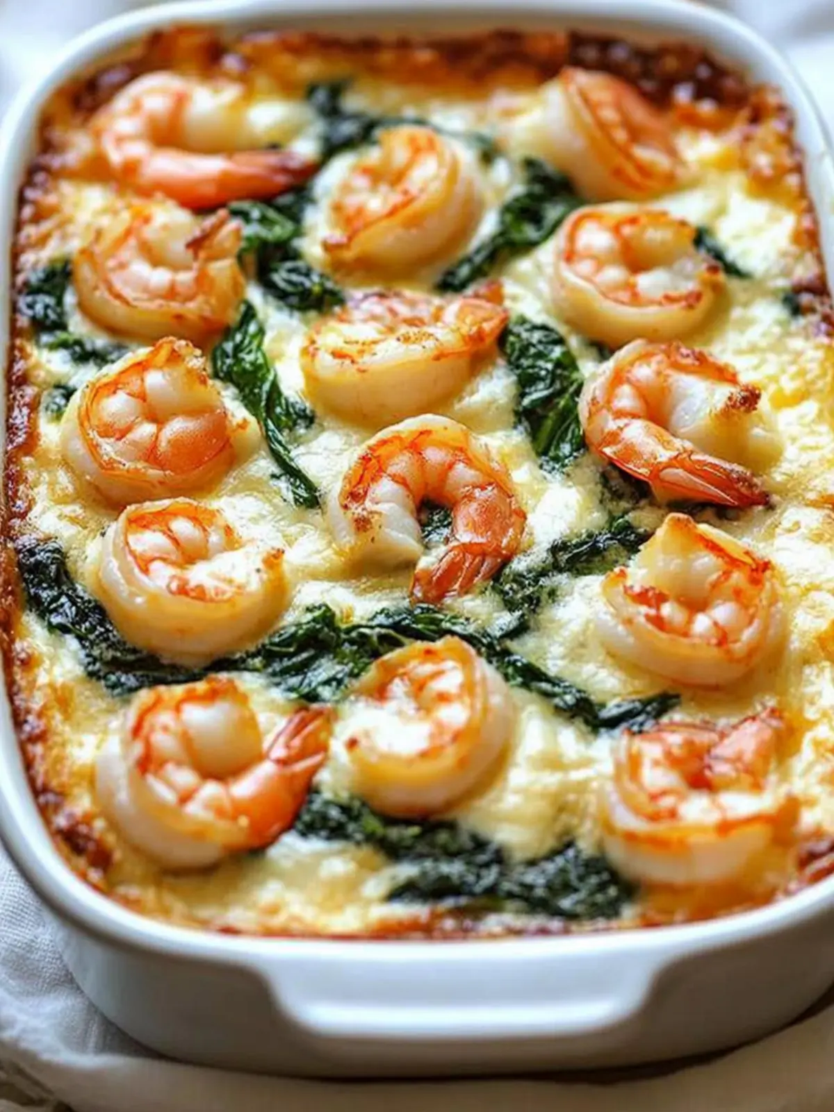 Oven-Baked Shrimp and Spinach Gratin
