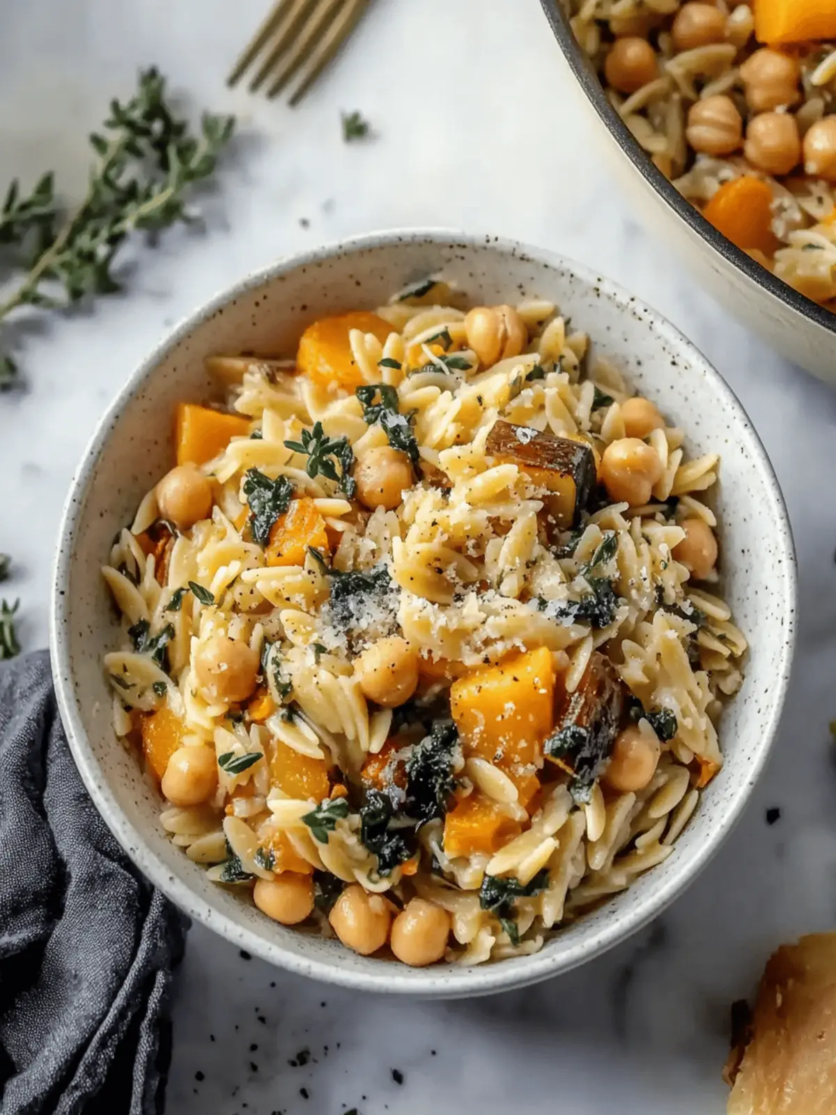 One Pot Fall Vegetable Orzo and Chickpeas Recipe
